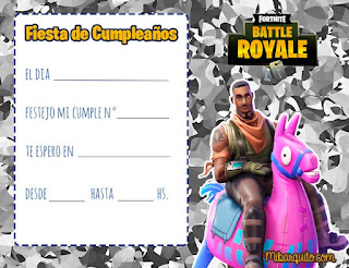 Plantilla para invitaciones fiesta cumpleaños Fortnite 9