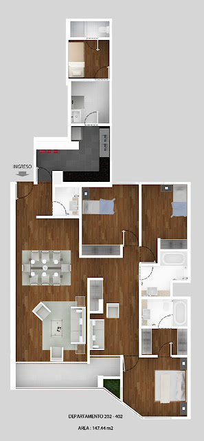 PLANOS DE DEPARTAMENTOS EN 150M2