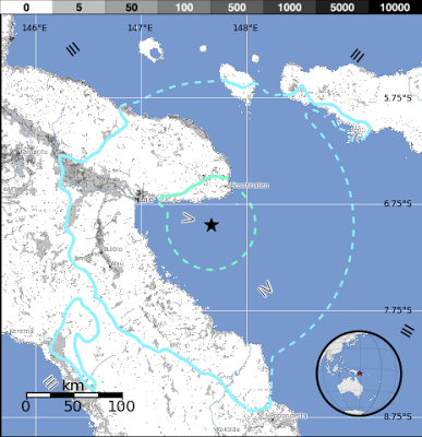 Epicentro sismo de 6,0 grados, Papúa Nueva Guinea, 01 de Febrero 2013
