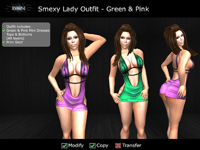 BSN Scandalous Lady Outfit (Green & Pink)