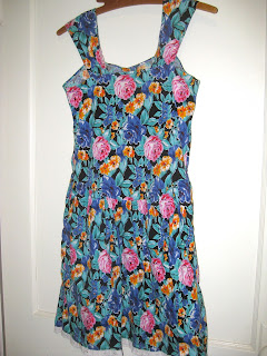 Vintage Floral Print Sweetheart Dress 1980s 