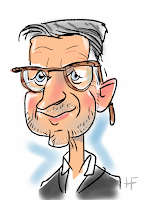  iPad karikatuur tekening van man met bril