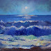 Moonlit Walk Night Landscape Paintings by Arizona Artist Amy Whitehouse