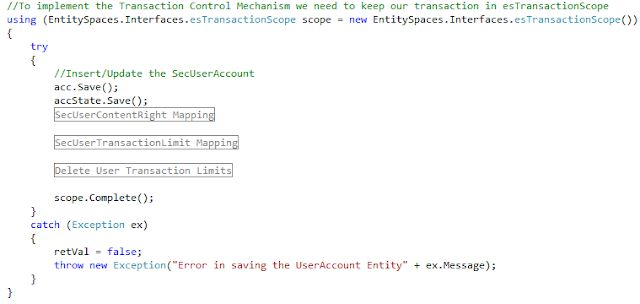 Microsoft EntitySpaces Transaction Control Mechanism