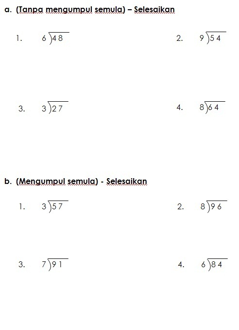 Latihan - Bahagi (6)  MATEMATIK KSSR TAHUN 3