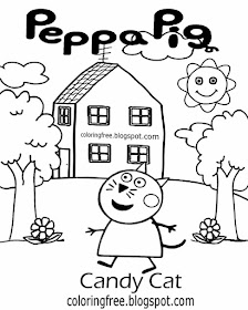 Kindergarten drawing easy designs Candy Cat Peppa printable pig images clear-cut coloring pictures