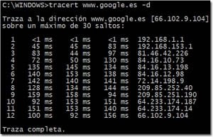 tracert www.google.es -d