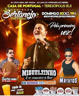 Dia 10-12 Domingão Sertanejo na Casa de Portugal de Teresópolis