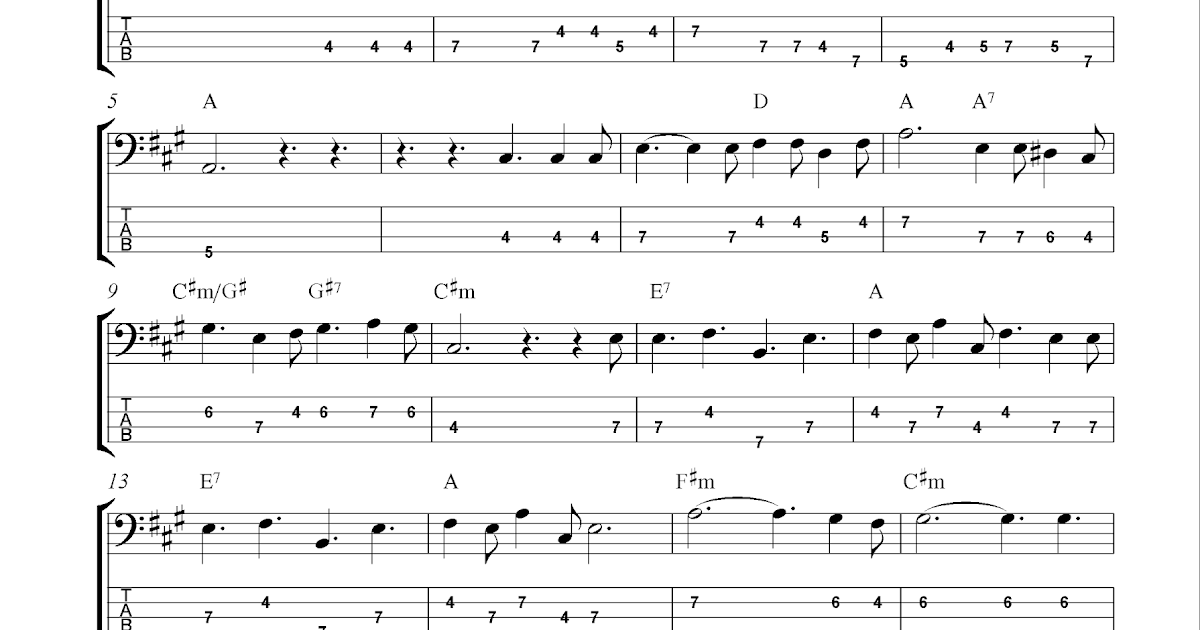 O Holy Night, free Christmas bass tab sheet music notes