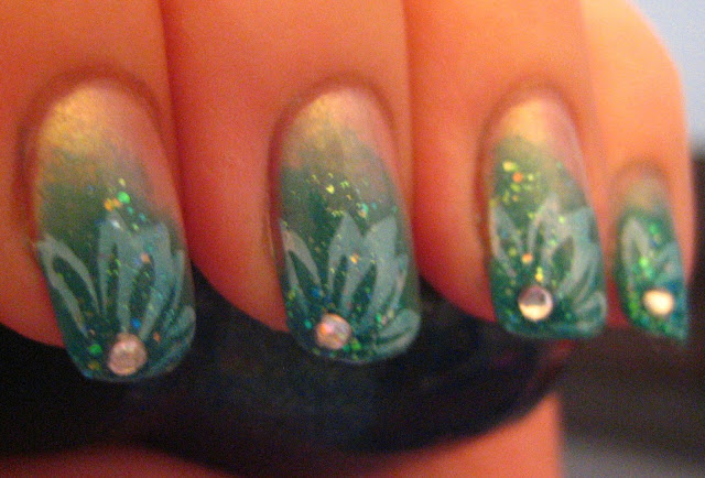 Teal Flower Manicure