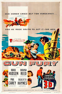 GUN FURY. Cartel One Sheet: 69 x 104 cms. Estados Unidos. FIEBRE DE VENGANZA. Gun Fury. 1953. Estados Unidos. Dirección: Raoul Walsh. Reparto: Rock Hudson, Donna Reed, Phil Carey, Roberta Haynes, Lee Marvin, Neville Brand, Leo Gordon, Ray Thomas, Bob Herron, Phil Rawlins, Forrest Lewis.