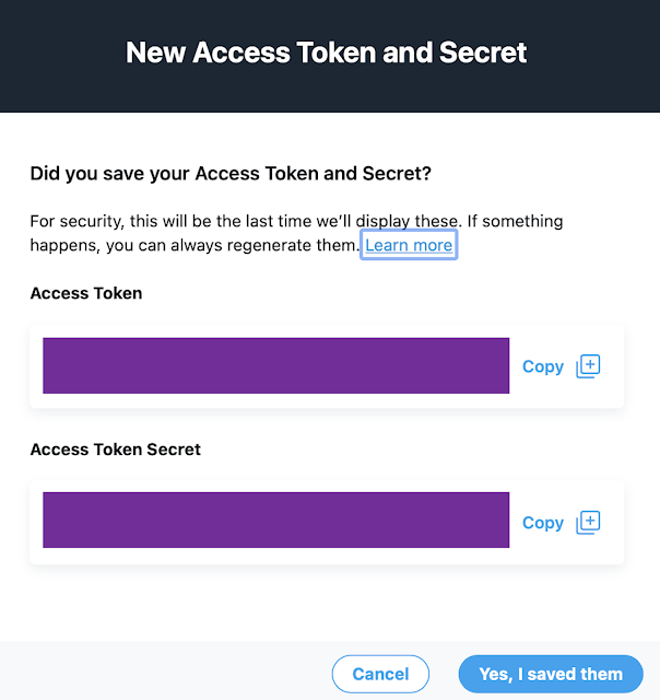 Twitter access token and secret