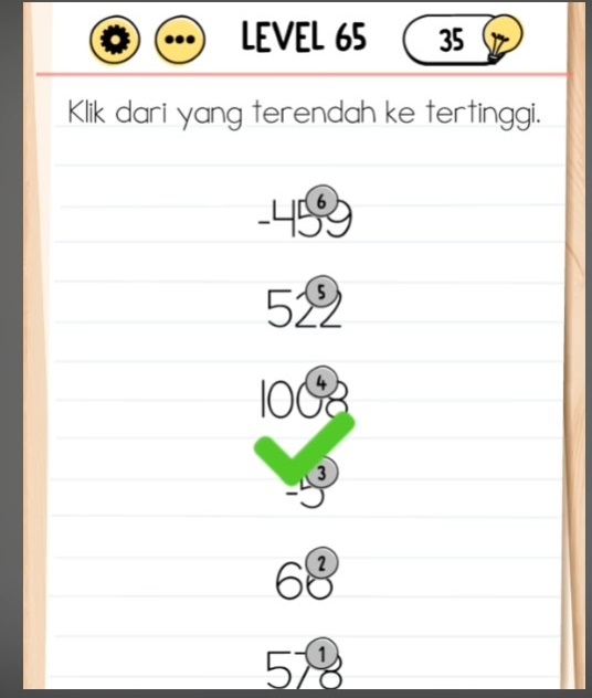 Klik dari Yang Terendah ke Tertinggi Brain Test