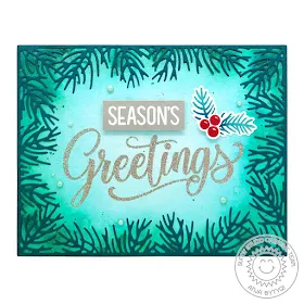 Sunny Studio Stamps: Season's Greetings Christmas Garland Frame Dies Holiday Card by Anja Bytyqi