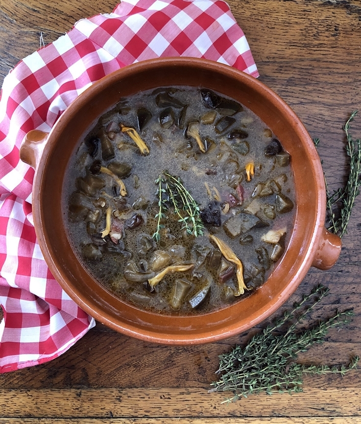 Sopa de berenjenas y camagrocs