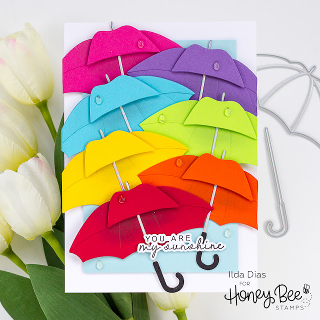 European Inspired ,Umbrella, Canopy, Card, Honey Bee Stamps, how to, hand made card, Stamps, stamping, die cutting, card making, ilovedoingallthingscrafty, Lovely Layers: April Showers, rainbow