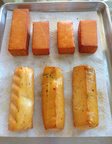 Smoked cheddar (top) and pepper jack (bottom) cheese