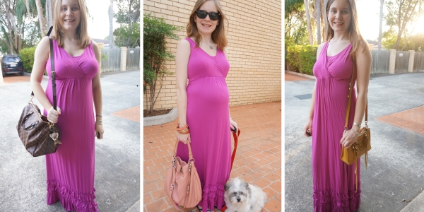 3 ways to wear plain pink empire maxi dress unbelted | awayfromblue