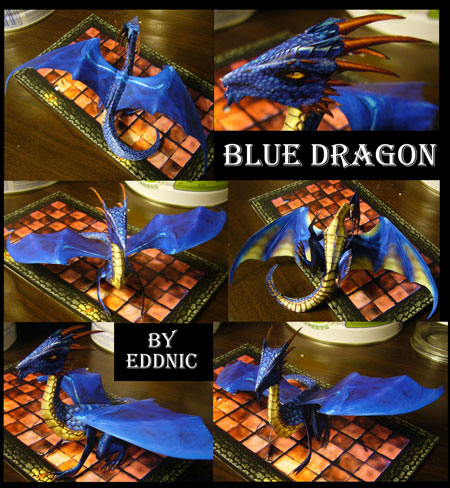 Fantasy Creatures Blue Dragon Papercraft