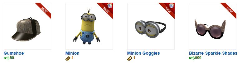 Unofficial Roblox Despicable Me 2 On Roblox - so that is quite good i suppose but the best thing is the new ish despicable me themed items released the two middle items