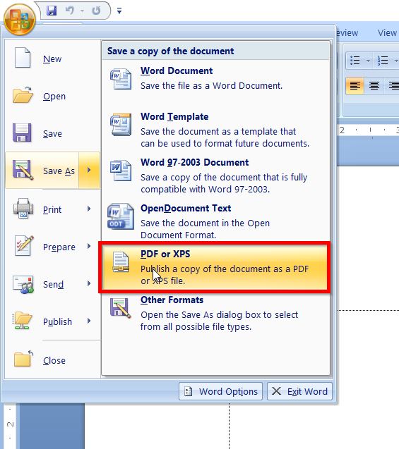 how to convert word to pdf