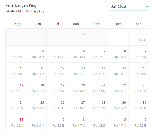 Tarif pesawat jakarta-sorong per juli 2016