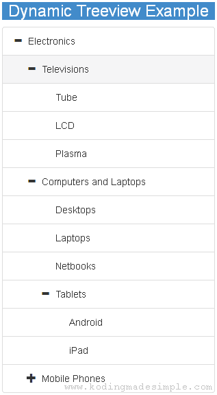PHP MySQL Dynamic Treeview Menu ajax dynamic treeview php mysql example