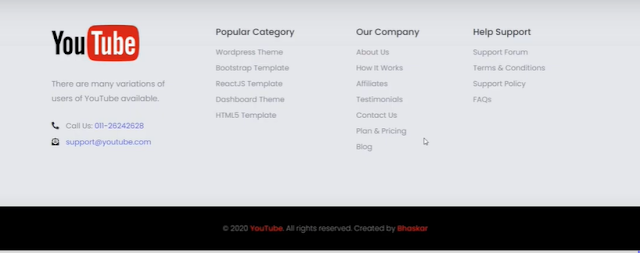 Responsive Footer UI Design Using Bootstrap