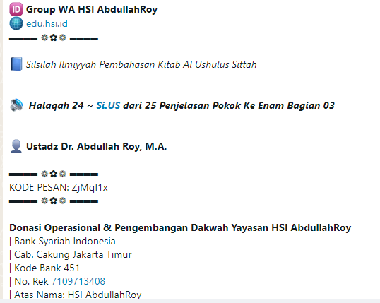 Halaqah 24 ~ Silsilah Ilmiyyah Pembahasan Kitab Al Ushulus Sittah HSI | Penjelasan Pokok Keenam Bagian 3