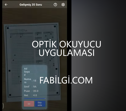 Telefonda Optik Okuyucu Uygulaması Sınavları Hızlıca Puanlayın