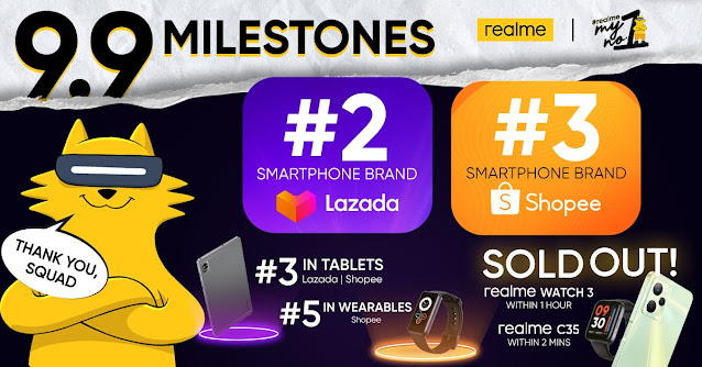 realme new milestones this 2022 9.9 Sale in Lazada and Shopee