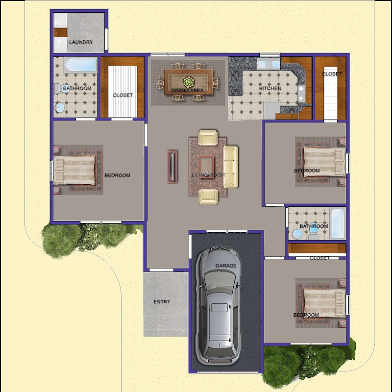 Inspirasi Terkini 3 Bedrooms House Plan