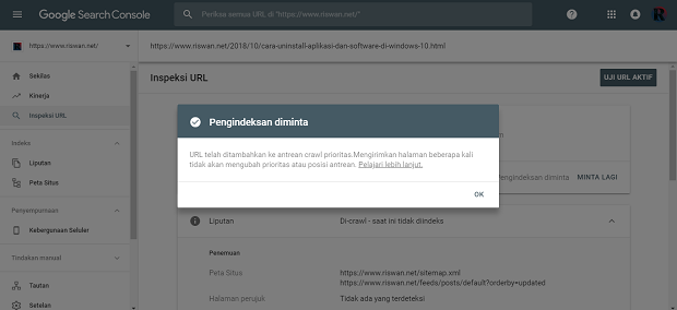 Cara Submit URL di Google Webmaster Yang Baru