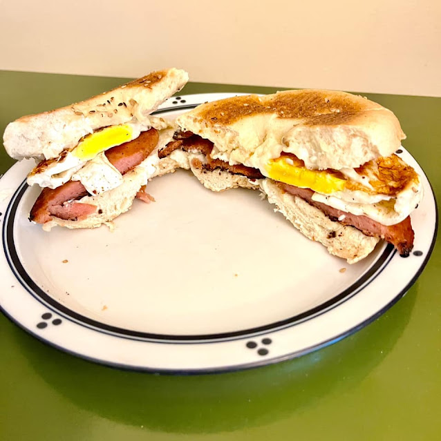 Spam Egg Bagel Breakfast Sandwich