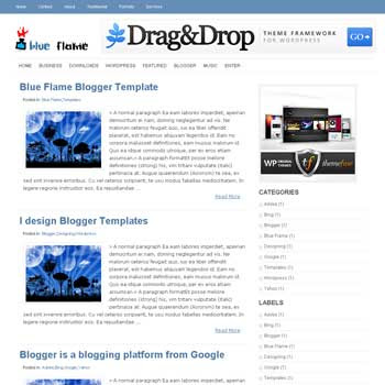 Blue Flame Blogger Template. image slider blogger template. 3 column footer template blog