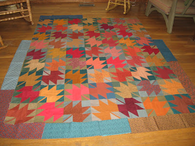 maple leaf quilt blocks in autumn colors