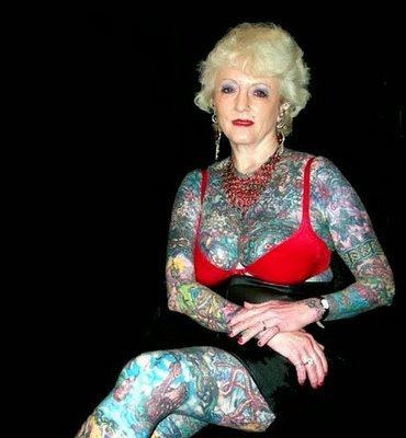 Strange Most Tattooed Senior Woman In The World