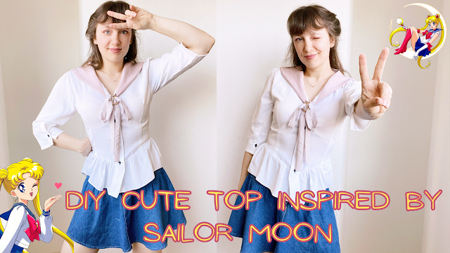 Sailor Moon-inspired DIY top from a white shirt - with pattern!