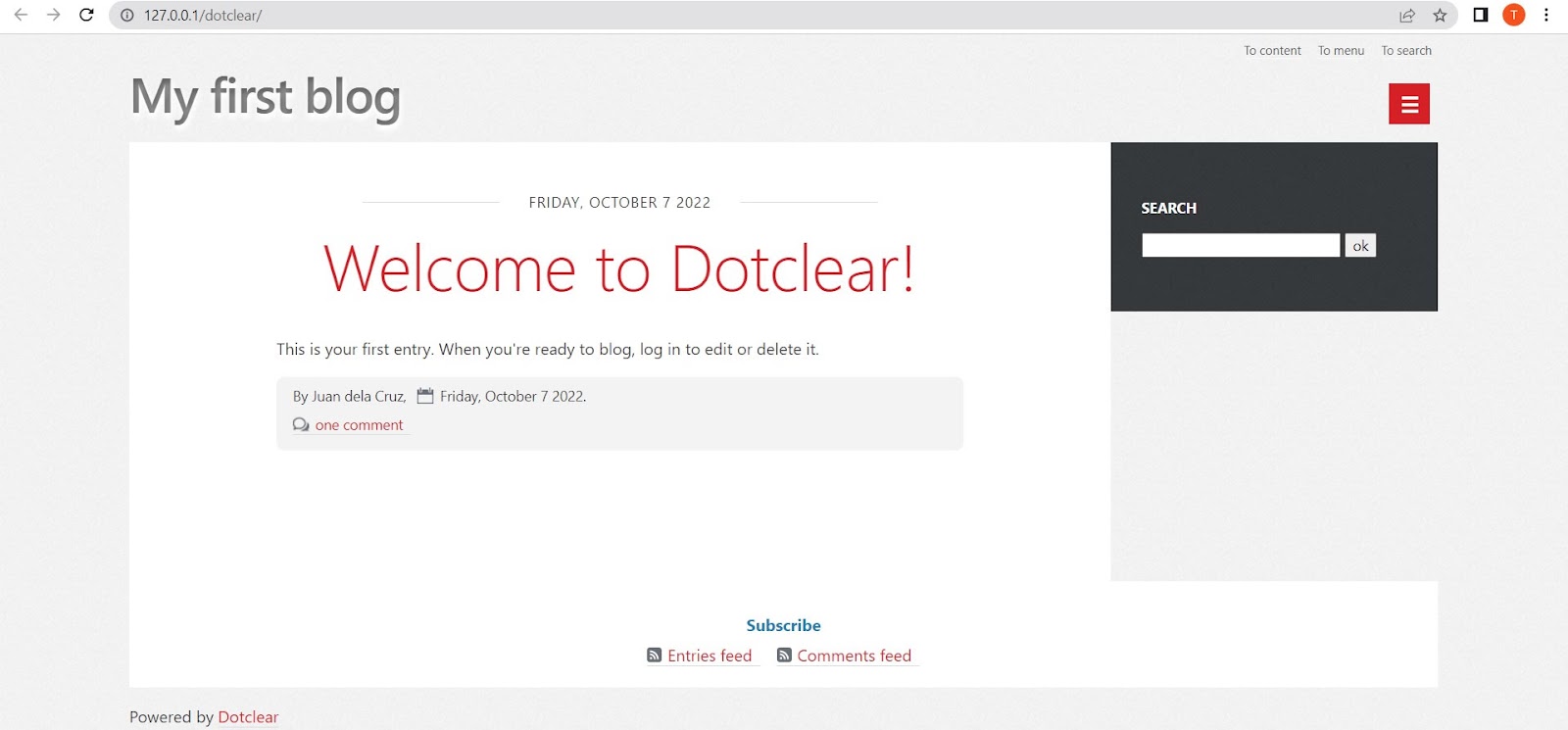 sample dotclear website homepage