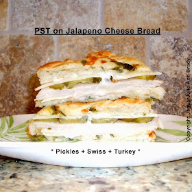 PST Pickles Swiss and Turkey on Jalapeno Cheese Bread