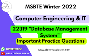 22319 Database Management System Important Questions for MSBTE Exam