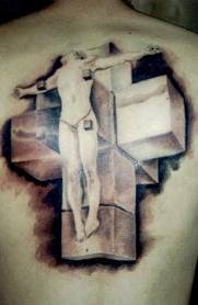 3d cross tattoo design ideas on back body
