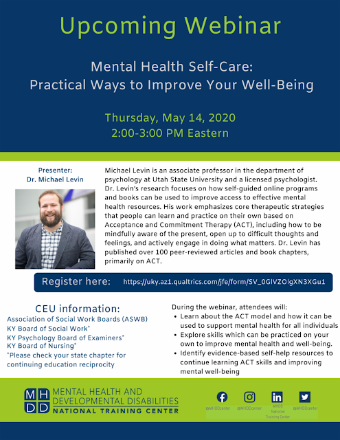 Mental Health Self Care Webinar promo May 22 2020 