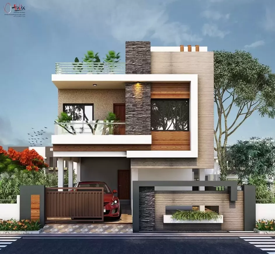 আধুনিক বাড়ির ডিজাইন - Modern home design - ছোট-বড় আধুনিক দোতলা ডুপ্লেক্স বাড়ির ডিজাইন পিকচার - Duplex house design - NeotericIT.com