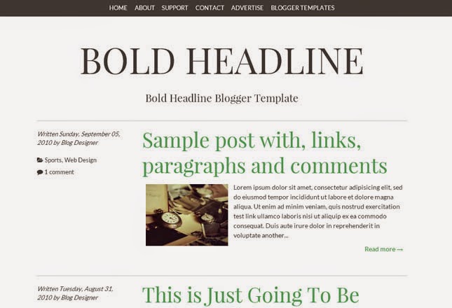 Bold Headline Responsive Blogger Template