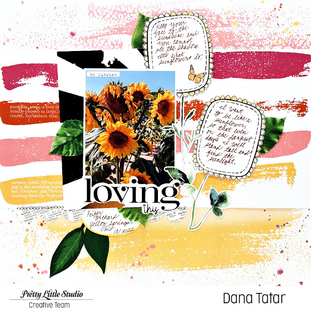 Fall Sunflower Scrapbook Layout with Die-Cuts and Stickers from Pretty Little Studio