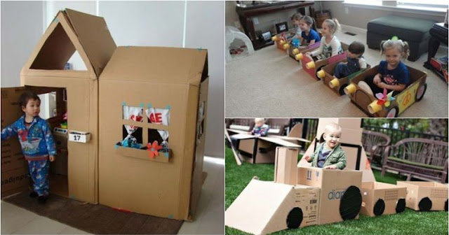 Recycle craft; kids toys made from cardboard