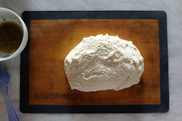 homemade one hour calzone pizza dough on silicone mat