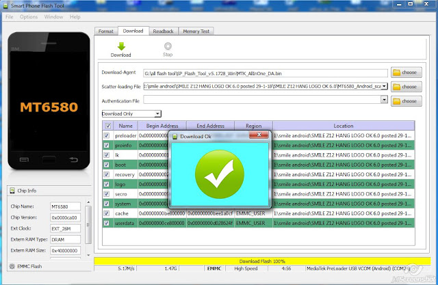 SMILE Z12 FIRMWARE HANG LOGO DONE LCD FIX MT6580 6.0 100% TESTED