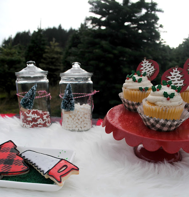 Cupcakes and cookies while hunting for the perfect tree. More inspiration at FizzyParty.com